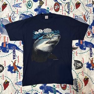Vintage Double Sided Red Oak Sportswear Shark Attack Heavy Graphic T Shirt